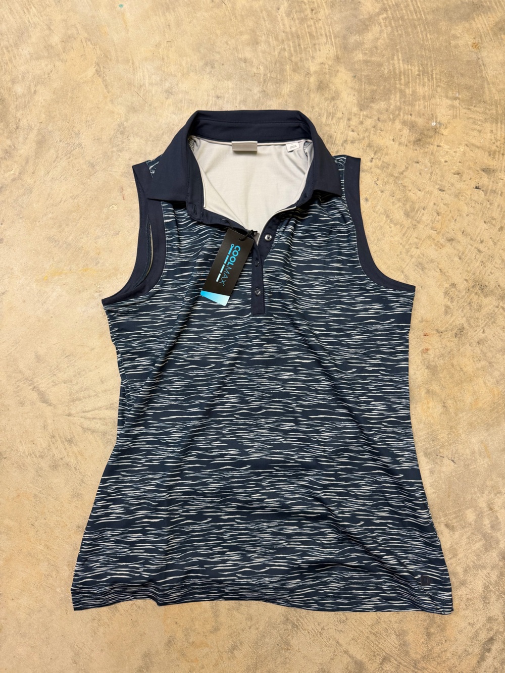 CoolMax Navy Patterned Sleeveless Athletic Tank